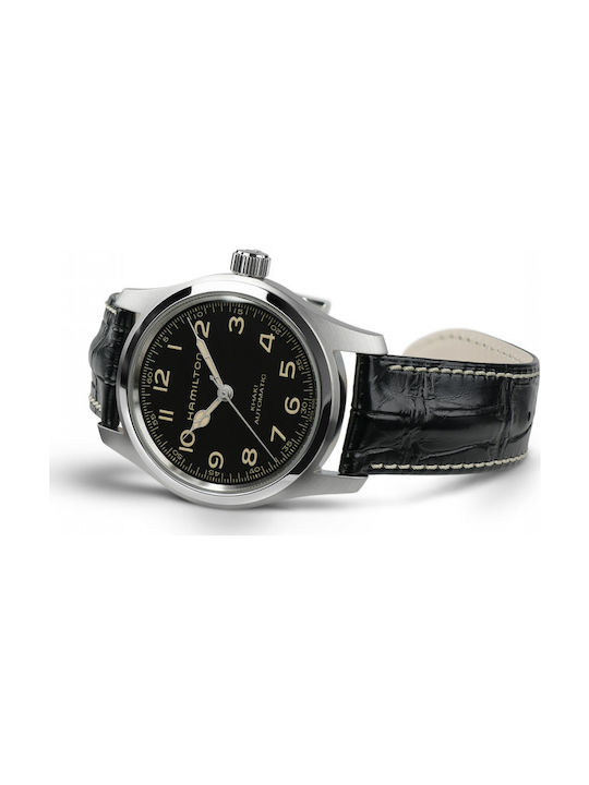 Hamilton Khaki Field Murph Ανδρικό Ρολόι 42mm Αυτόματο με Μαύρο Δερμάτινο Λουράκι
