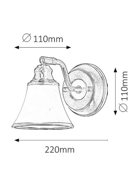 Rabalux Grando Classic Wall Lamp with E14 Lamp Bulb Base Bronze 11cm