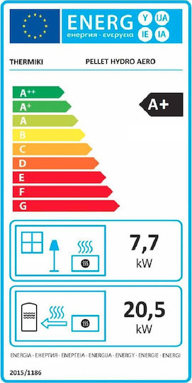 Thermiki 23+7 Hydro Aero Șemineu pe peleți Aeroterma / Radiator 28.2kW Roșu
