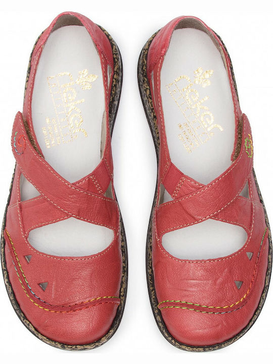 Rieker Anatomic Leather Ballerinas Red