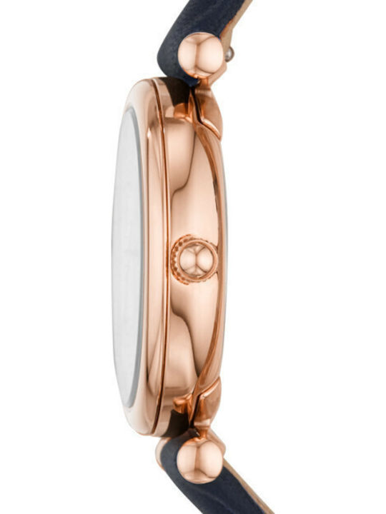Fossil Carlie Mini Three-hand Ρολόι Μπαταρίας με Δερμάτινο Λουράκι