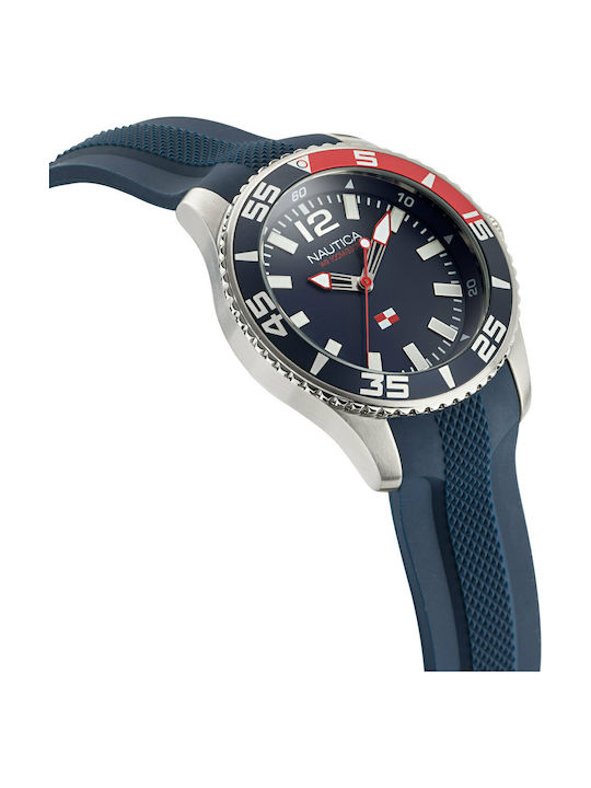 Nautica Pacific Beach Watch Battery with Blue Rubber Strap