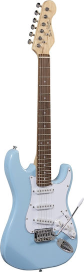 Soundsation Electric Guitar Rider Junior with SSS Pickups Layout, Tremolo, Rosewood Fretboard in Tropical Blue