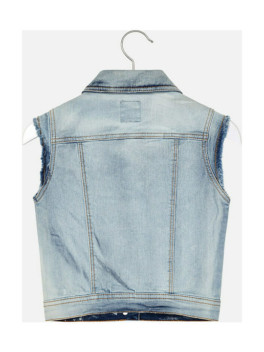 Mayoral Kids Denim Jacket Sleeveless short Light Blue