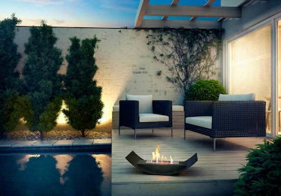 Kratki Biomisa Tuv Internal / Outdoor Floor Bioethanol Fireplace Black 71.7x40x17.1cm