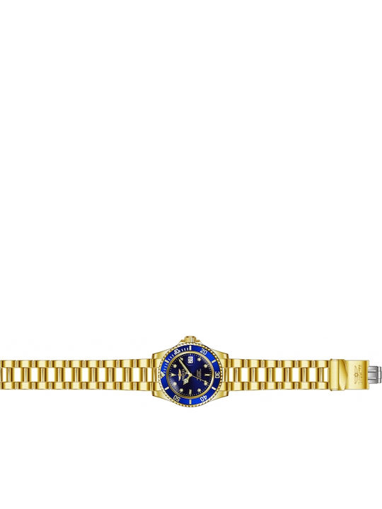 Invicta Pro Diver Ανδρικό Ρολόι 40mm Μπαταρίας με Χρυσό Μεταλλικό Μπρασελέ
