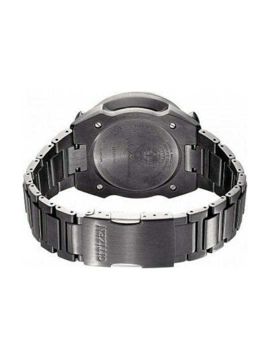 Citizen Promaster Land Ανδρικό Ρολόι 44.5mm Χρονογράφος Eco - Drive με Γκρι Μεταλλικό Μπρασελέ
