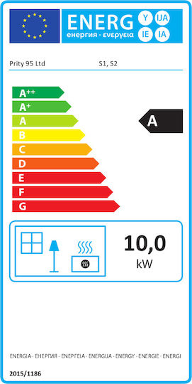 Prity S2 Metalic Soba pe lemne 10kW Negru