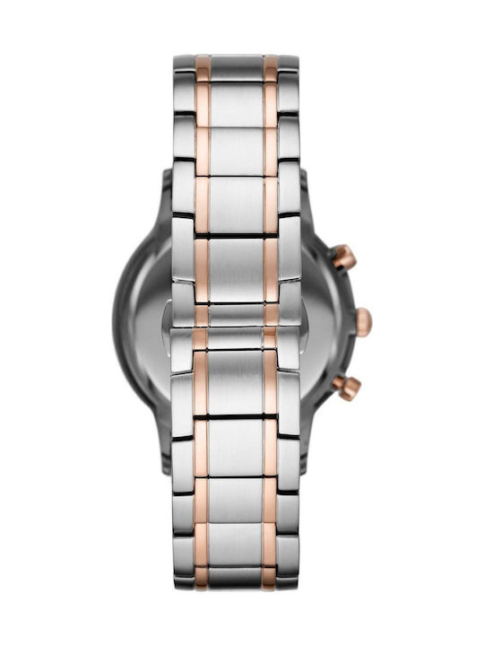 Emporio Armani Men's Watch 43mm Chronograph Battery with Silver Metal Bracelet