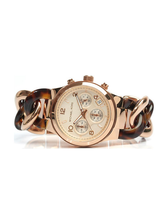 Michael Kors Runway Γυναικείο Ρολόι 38mm Χρονογράφος Μπαταρίας με Μεταλλικό Μπρασελέ