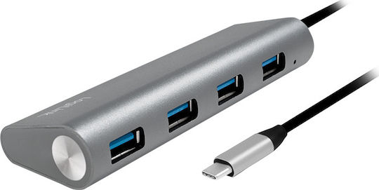 LogiLink Hub 4 Θυρών USB 3.1 με σύνδεση USB-C Γκρι