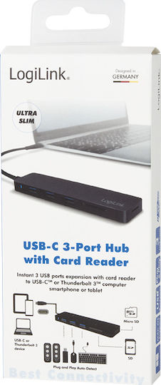 LogiLink Hub 3 Θυρών USB 3.1 με σύνδεση USB-C