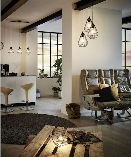 Eglo Tarbes Pendant Light Black Rail with Socket E27 79x110cm
