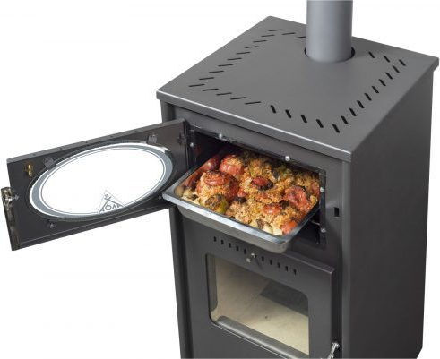 Alfatherm ALB02-S Metallisch Holzofen Luftheizung mit Ofen 11kW Schwarz