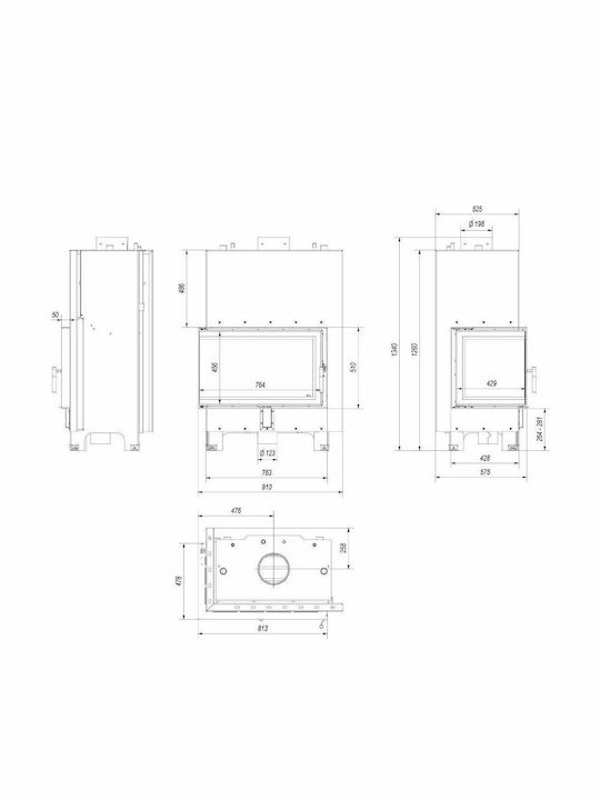 Kratki MBO PW 15 L BS W Ενεργειακό Τζάκι Ξύλου Καλοριφέρ 15kW Αριστερή Γωνία με Ανοιγόμενη Πόρτα Κλειστού Δοχείου