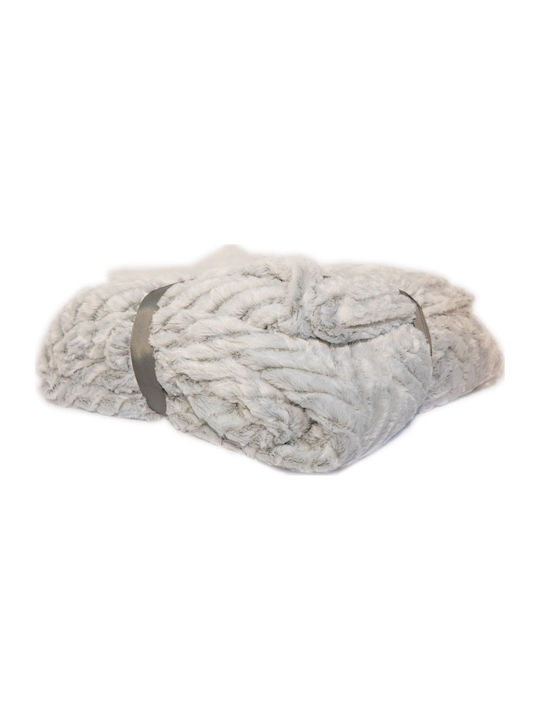 Oxford Home BL-003 Pătură Sherpa Fleece Dublă 200x240cm Γκρί-Σκούρο