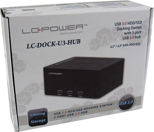 LC-Power LC-DOCK-U3-HUB Docking Station for 2 Hard Drives SATA 2.5" / 3.5" with Connection USB 3.0