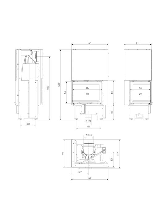 Kratki VNL 610 430 Kaminofen Holz 9kW Linke Ecke mit Schiebetür Geschlossenes Ausdehnungsgefäß