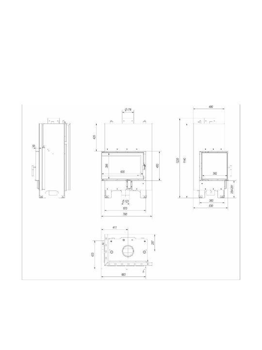 Kratki MBM PW 10 L BS W Ενεργειακό Τζάκι Ξύλου Καλοριφέρ 12kW Αριστερή Γωνία με Ανοιγόμενη Πόρτα Κλειστού Δοχείου