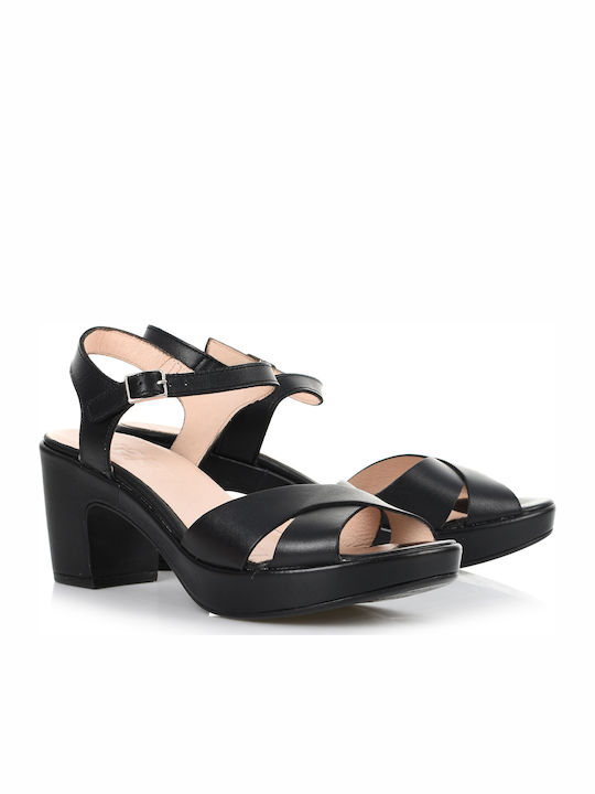 Wonders -P Leather Women's Sandals In Black Colour