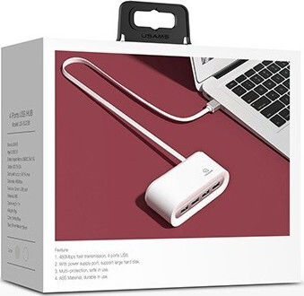 Usams SJ238 USB 2.0 4 Port Hub with USB-A Connection White