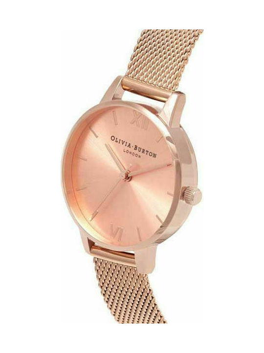 Olivia Burton Sunray Dial Watch with Pink Gold Metal Bracelet