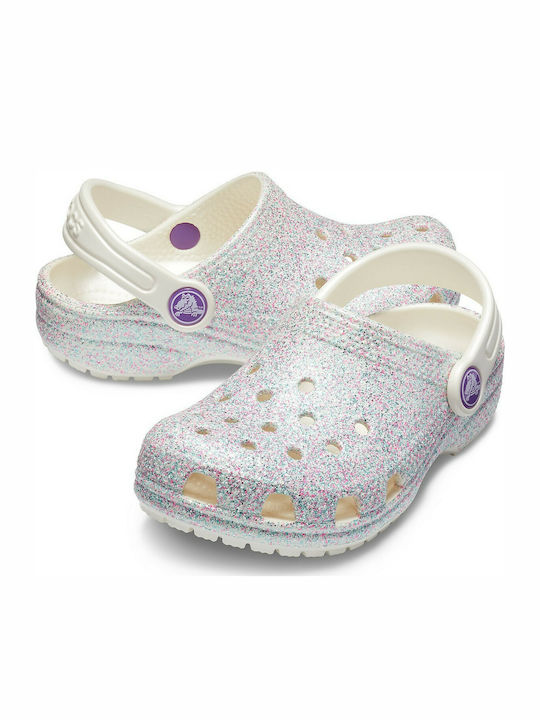 Classic Glitter Kinder Anatomische Badeschuhe Weiß