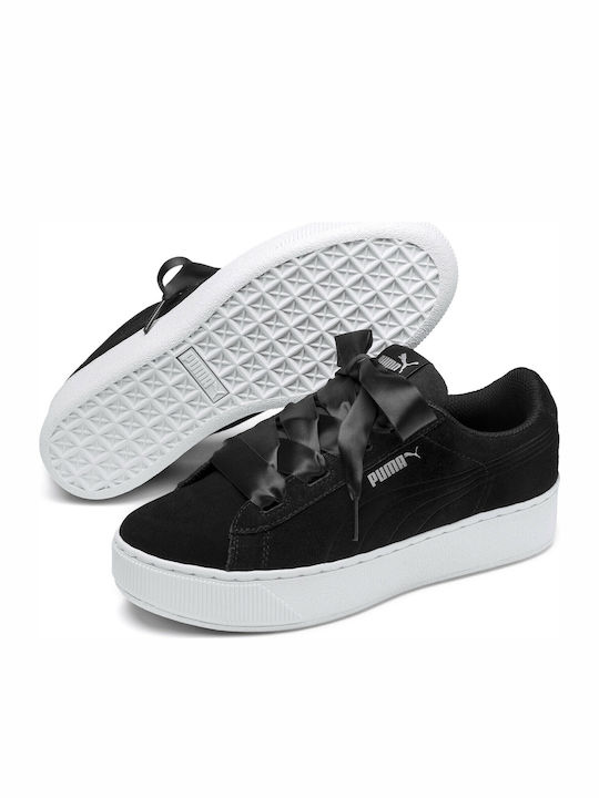 Vikky Platform Ribbon Παιδικά Sneakers με Σκρατς Μαύρα