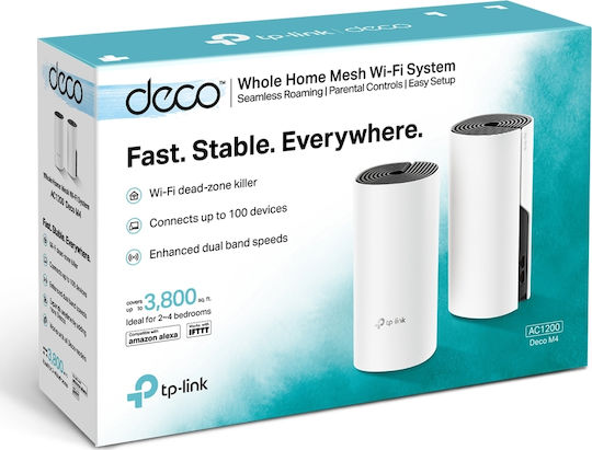 TP-LINK Deco M4 v1 WiFi Mesh Network Access Point Wi‑Fi 5 Dual Band (2.4 & 5GHz) σε Διπλό Kit