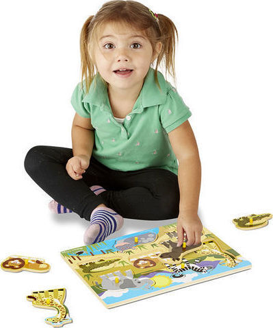Wooden Kids Peg Puzzle Safari Peg for 2+ years+ Years 7pcs Melissa & Doug
