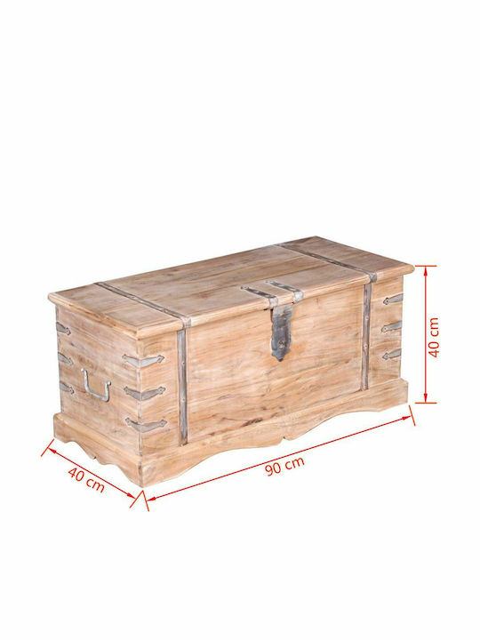 vidaXL Декоративна куфар Дърво Бежов 90x40x40бр