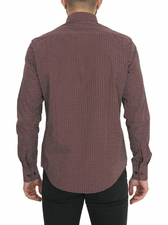 Armani Jeans Men's Shirt Long Sleeve Cotton Burgundy