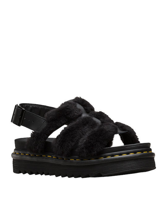 Yelena Fluffy Sandale Casual Damă Flatforme Negru