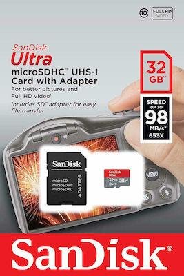 Sandisk Ultra microSDHC 32GB Klasse 10 U1 A1 UHS-I mit Adapter