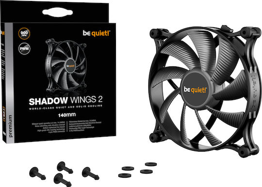 Be Quiet Shadow Wings 2 Case Fan 140mm (900rpm / 49.8cfm) Without LED Lighting and 4-Pin PWM Connection