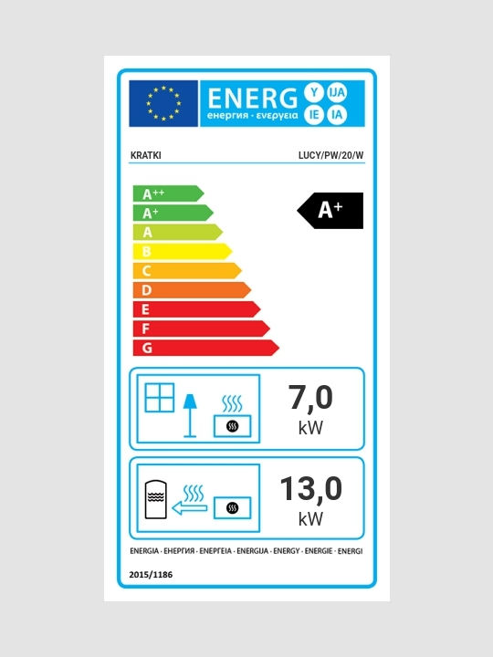 Kratki Lucy PW 20 W Ενεργειακό Τζάκι Ξύλου Καλοριφέρ 20kW Ίσιο με Ανοιγόμενη Πόρτα Κλειστού Δοχείου