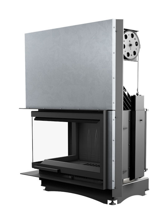 Kratki Oliwia L BS Guillotine Kaminofen Holz 18kW Linke Ecke mit Schiebetür