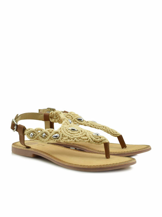 Gioseppo Women's Flat Sandals in Beige Color