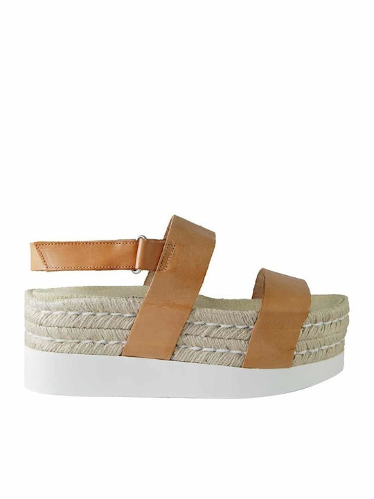 Jeffrey Campbell 556 Leather Anatomic Women's Flat Sandals Beige