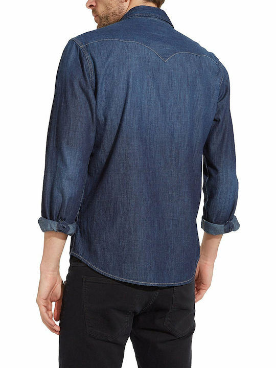 Wrangler Men's Shirt with Long Sleeves Slim Fit Blue