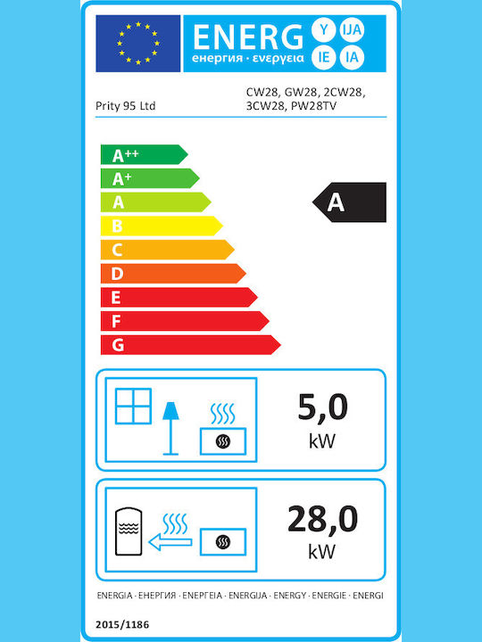 Prity 3C W28 Ενεργειακό Τζάκι Ξύλου Καλοριφέρ 33kW Τρίπλευρο με Ανοιγόμενη Πόρτα Ανοιχτού Δοχείου