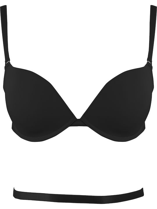 Multiway Μαύρο Σουτιέν Push Up με Μπανέλες