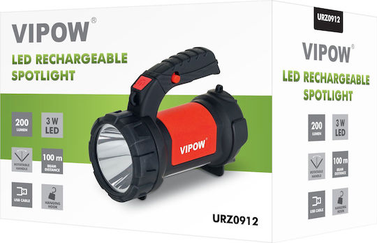 Vipow Lumină de lucru și de sit, cu baterie Proiector de Mână LED IP20 cu Luminozitate Maximă 200lm Integrat Negru
