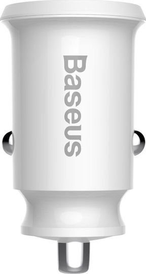 Baseus Grain Auto-Ladegerät 10.5W 3.1A mit Anschlüssen: 2xUSB Weiß Farbe