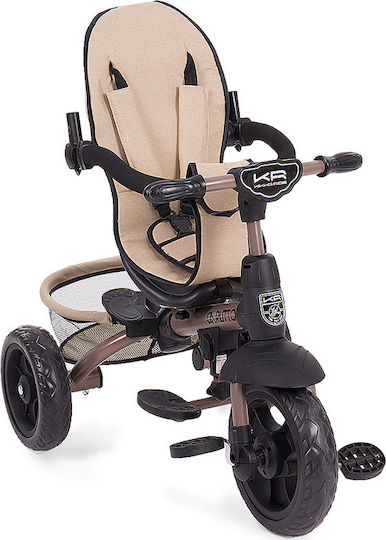 Kikka Boo Carlitto Kids Tricycle Convertible, With Storage Basket, Sunshade & Push Handle for 18+ Months Beige