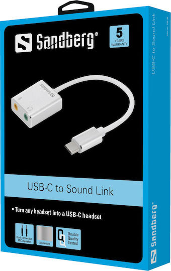 Sandberg External USB-C 2.0 Sound Card White (136-26)