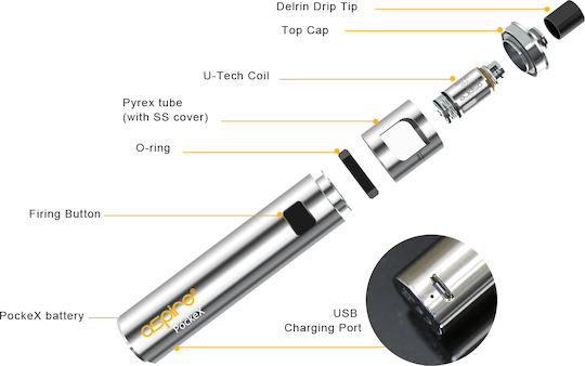 Aspire Pockex Pocket AIO Комплект писалки 2мл с Вградена Батерия 1500mAh Черно