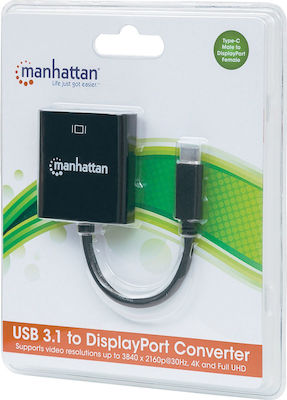 Manhattan Konverter USB-C männlich zu DisplayPort weiblich Schwarz 1Stück (152020)