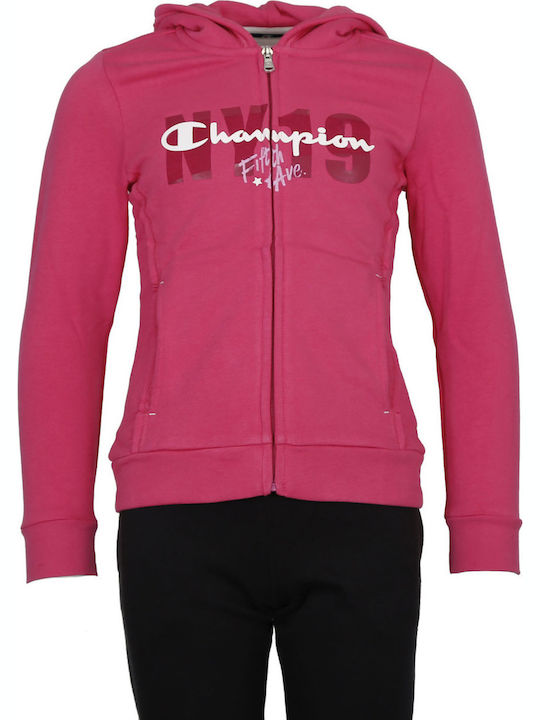 Champion Girls Athleisure Hooded Sweatshirt with Zipper Fuchsia