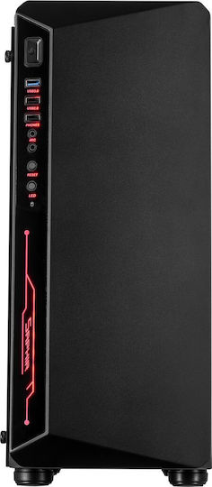 Inter-Tech C-3 SAPHIR Gaming Midi Tower Κουτί Υπολογιστή με Πλαϊνό Παράθυρο και RGB Φωτισμό Μαύρο
